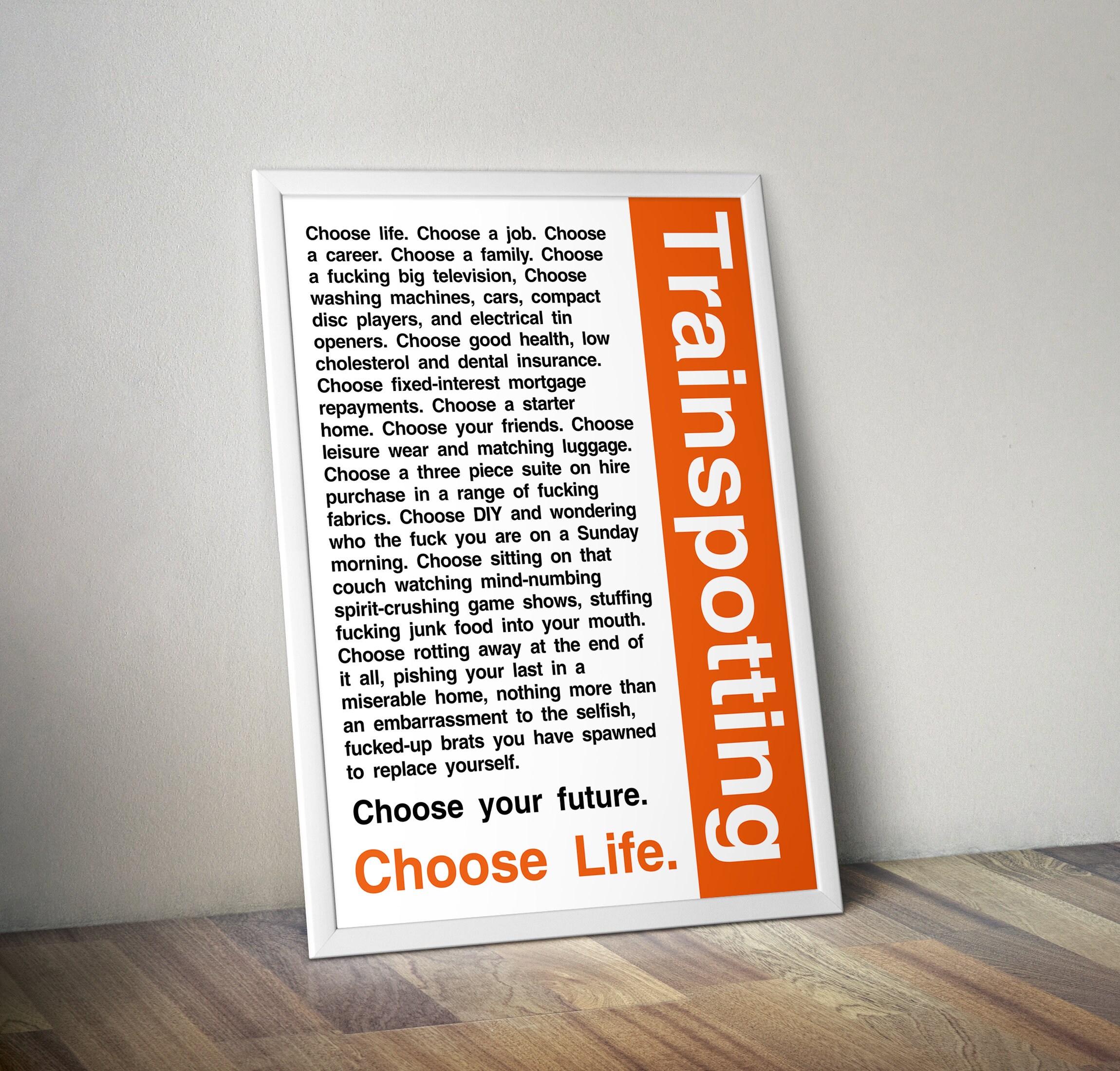 Trainspotting Poster T1 Or T2 Choose Life Quote Minimal Etsy