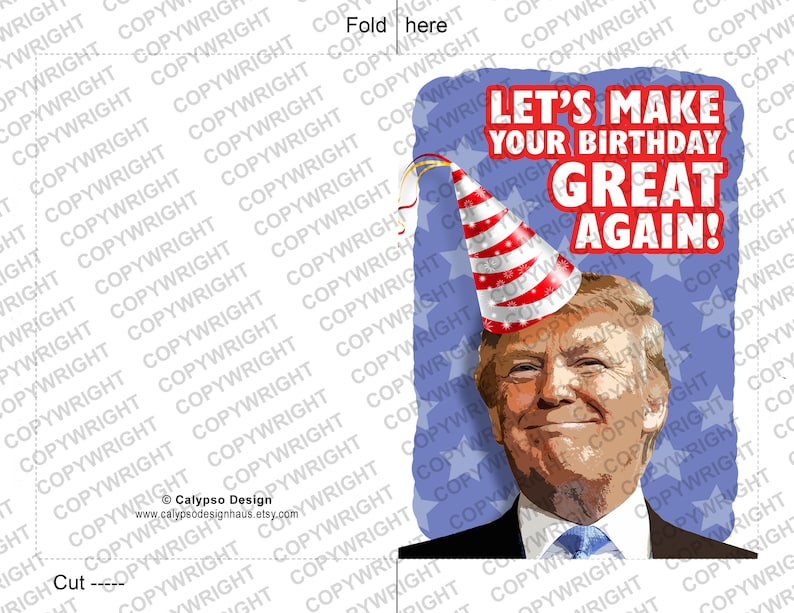 Donald Trump Birthday Card Printable Funny gift Happy Birthday | Etsy