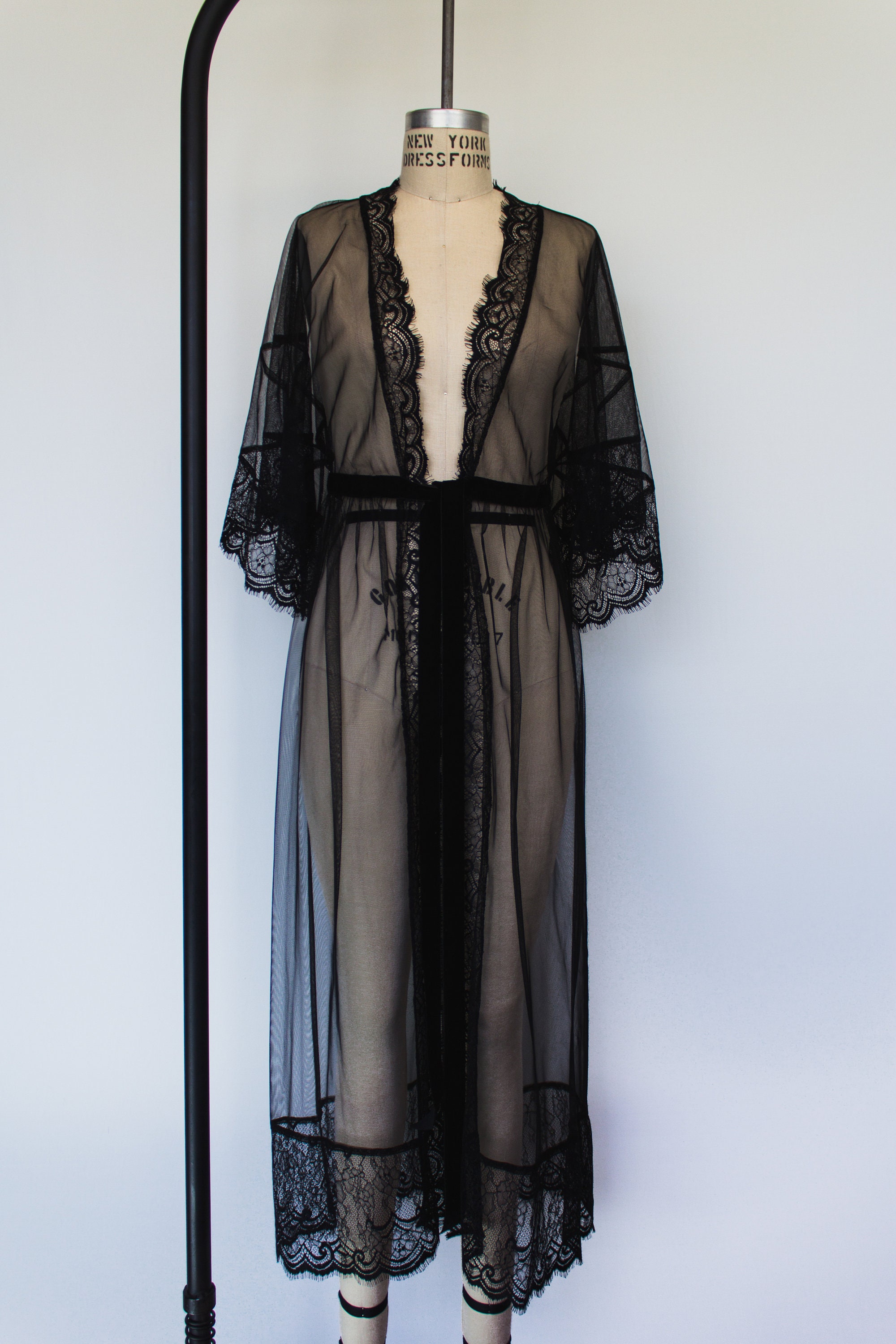 Black Mesh Robe - Etsy Australia