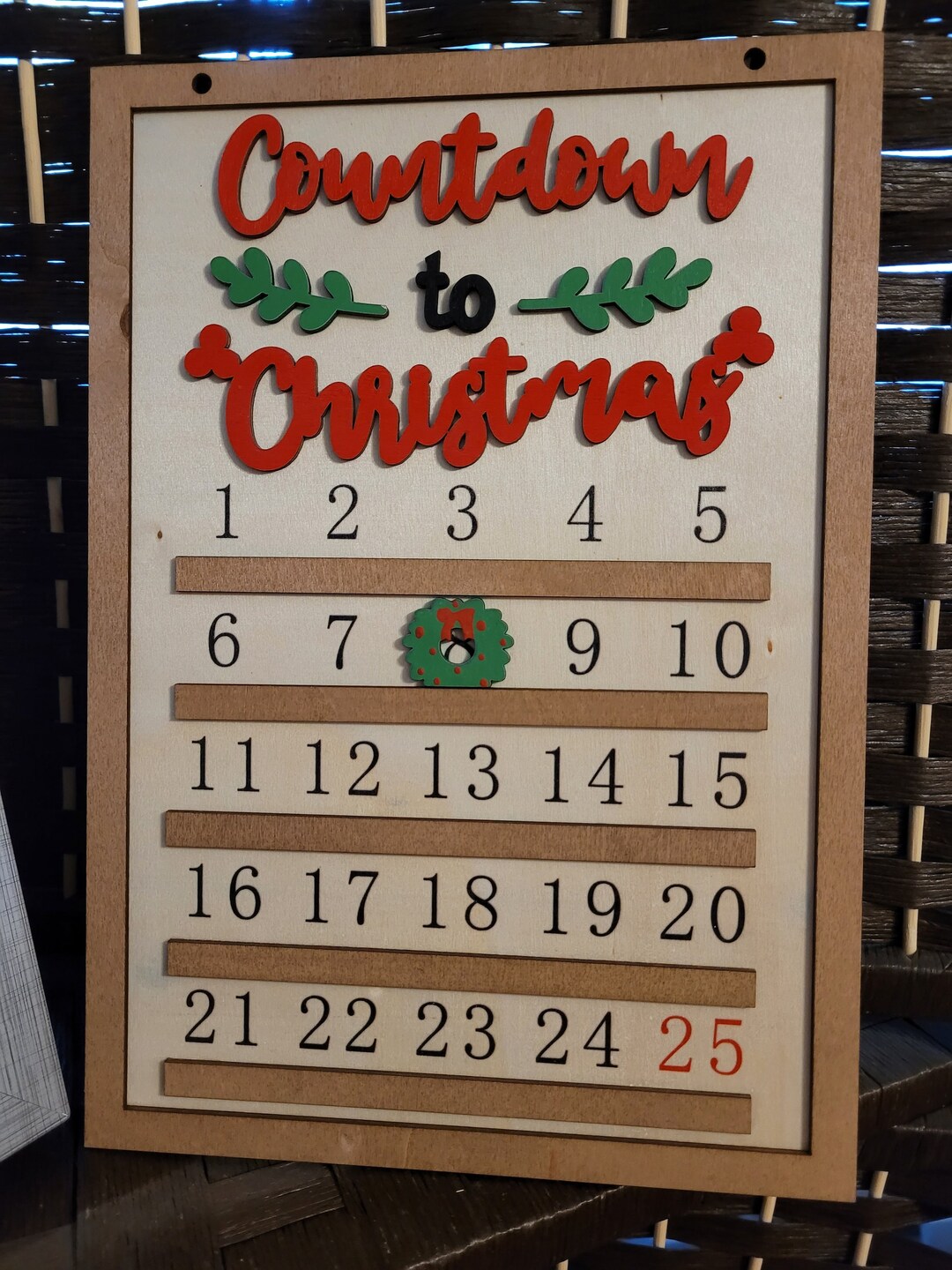 Visual Countdown Calander Wreath Desktop Countdown Calendar - Etsy