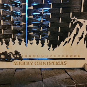 Aftelkalender voor houten slee vrolijk kerstfeest