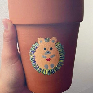Hand Painted Terracotta Pot - Hedgehogs -  Pet Pot Planter - Animal - Christmas Gift