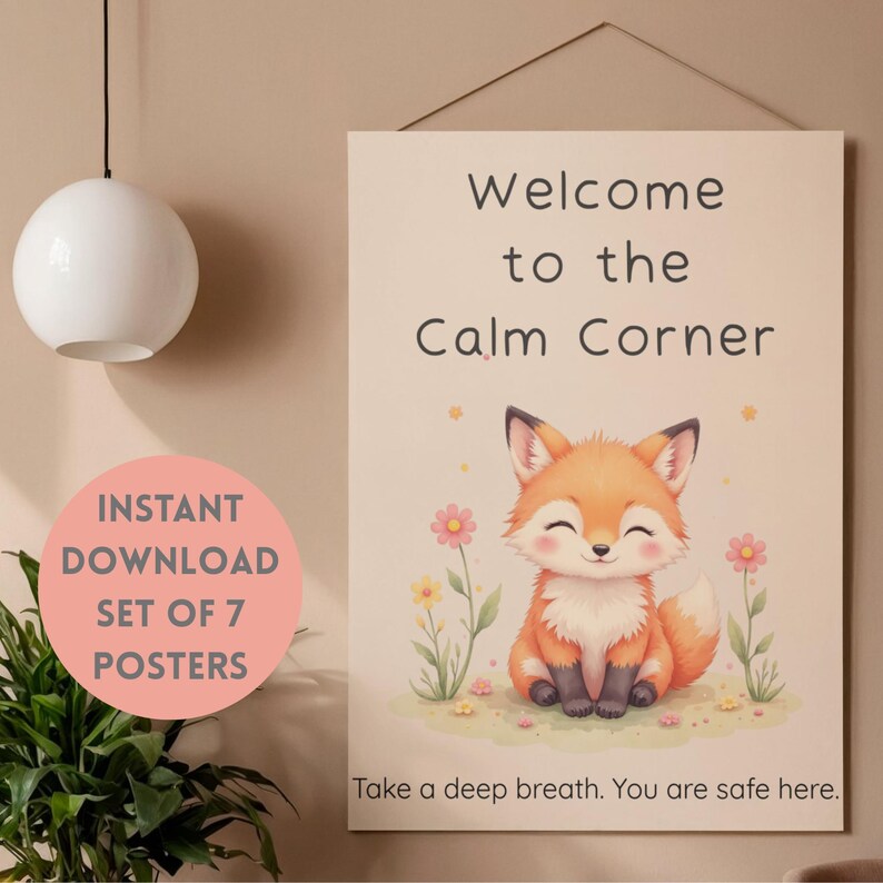 Calm Corner Fox Classroom Decor Bundle | Neutral SEL Posters ...