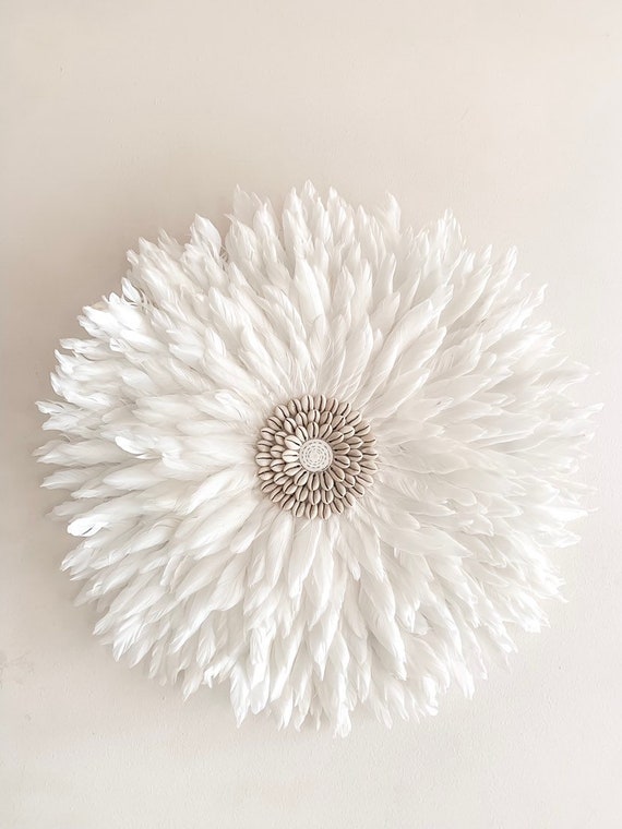 White Juju Hat Shell S Feather Wall