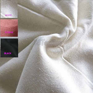 100% Raw Silk Noil Fabrics White/Black/D.Claret Color Width 55&quot; (140cm)  Sold by Yard for Men&#39;s or Women&#39;s Shirts Dresses Sewing DIY