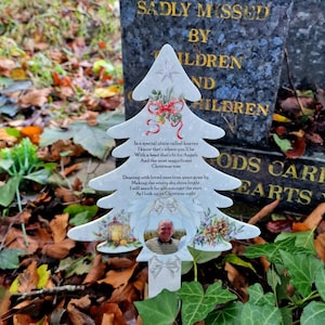 Personalised Christmas Tree Grave Marker, photo gift - Temporary headstone, outdoor, remembering your loved ones  - Angel - Xmas - Gift