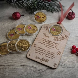 Santas Magic Coin - Personalised - great stocking filler - children's surprise - lost button - driving license  - keepsake - first christmas