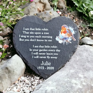 Personalised Robin Memorial grave marker, memorial slate - Memory - Indoor - Outdoor - Garden - Caravan - Grave side - Candle Display - Gift