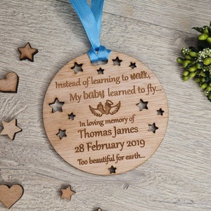 Beautiful Personalised Baby memorial Bauble ornament, lovely item to remember a lost child. Beautiful gift, for anniversary of death memory image 2