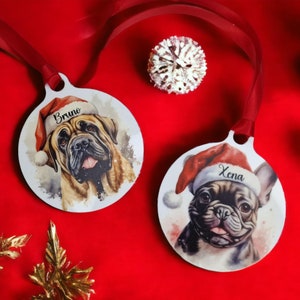 Personalised Christmas Dog pet bauble - 100 breeds to choose from! - Secret Santa - Xmas  - present - tree - decoration - decor - Frenchie