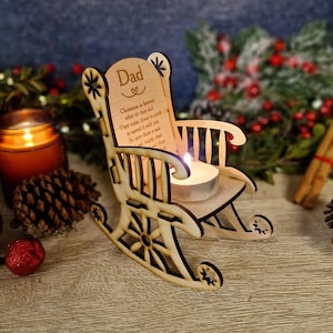 Personalised Christmas candle memorial display - rocking chair - chair - xmas - memory - decoration -decor - rememberance - family - plaque