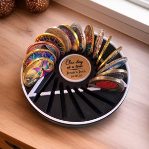 Personalised Recovery Token Display  - Chips - Personalized Serenity Prayer Recovery Chip Holder - AA display - Sobriety - Ornament - Coins