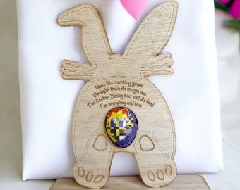 Adult Easter Gift!! Personalised Novelty bunny egg holder! Funny, prank, joke, stand, valentines day, birthday present, hen, stag, poem, poo