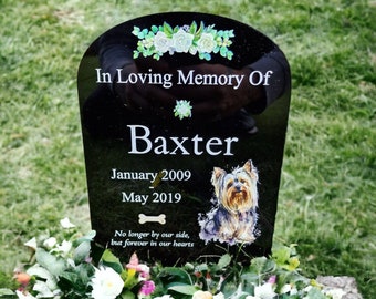 Personalised Dog Memorial grave marker - Choice of breed - memorial slate, grave stone - Rainbow bridge - colourful - memory - garden
