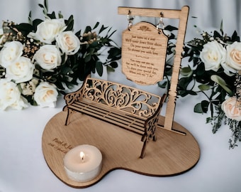 Gepersonaliseerde Bruiloft Memorial Centerpiece Candle Display - Bank - Bewaar een stoel - Bruiloft Decor - Bruid - Bruidegom - Aandenken - Herdenking