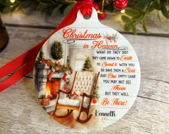 Personalised Christmas in Heaven Memorial bauble - Decoration - Stocking filler - Anniversary - Gift - Present - Unusual - For him  or Her