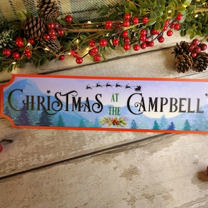 Personalised Christmas at the Family Name Sign -  Christmas decor - Decoration - Plaque - Street sign - Railway - Xmas - Gift - Present