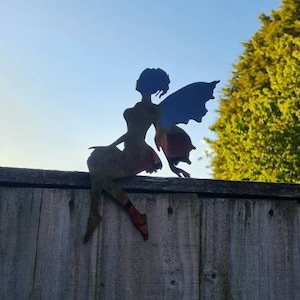 Fence Top Sitting Fairy - Pixie - fairy house - garden - patio - magical - great gift for kids - summer - decoration - bbq - garden bar home