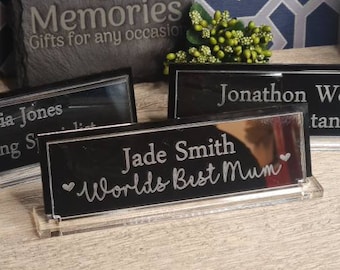 Custom, Personalised Engraved Desk Name Plate, Novelty, Funny Desk Sign, Boss Gift, Office fun, Your own words.