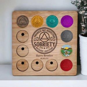 Personalised Recovery Token Display  - Chips - Personalized Serenity Prayer Recovery Chip Holder - AA display - Holder - Serenity prayer