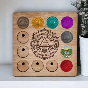 Personalised Recovery Token Display  - Chips - Personalized Serenity Prayer Recovery Chip Holder - AA display - Holder - Serenity prayer