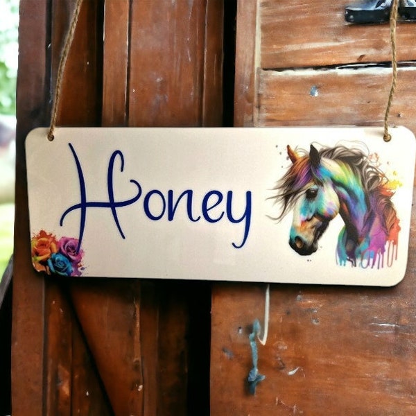Horse Stable Name Plaque - Pony - Personalised - Sign - Horse shoe - Lucky - Equestrian - Riding school - Race - Dressage - Tack room - Farm