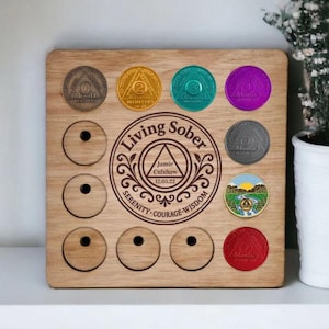 Personalised Recovery Token Display  - Chips - Personalized Serenity Prayer Recovery Chip Holder - AA display - Holder - Serenity prayer