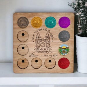 Personalised Recovery Token Display  - Chips - Personalized Serenity Prayer Recovery Chip Holder - AA display - Holder - Serenity prayer