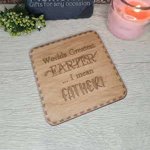 Funny Novelty drinks coaster, great gift, fathers day, birthday, for tea, coffee, wine, beer, gin, prosecco, rum, whisky, brandy