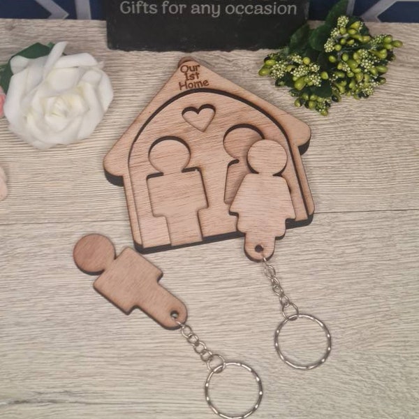 His and hers, hers and hers, his and his keyrings and key holder. First home, house warming, mr and mrs, wedding gift, new home, key hook.