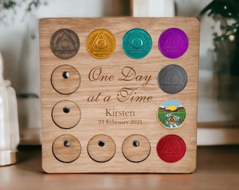 Personalised Recovery Token Display  - Chips - Personalized Serenity Prayer Recovery Chip Holder - AA display - Holder - Serenity prayer