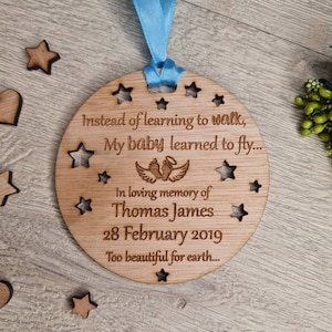 Beautiful Personalised Baby memorial Bauble ornament, lovely item to remember a lost child. Beautiful gift, for anniversary of death memory image 1