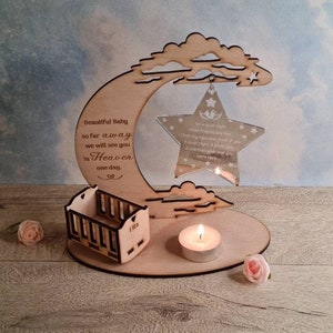 Personalised baby memorial candle holder with poem. Stunning remembrance item. Display, memories, Wave Of Light, anniversary of death, birth