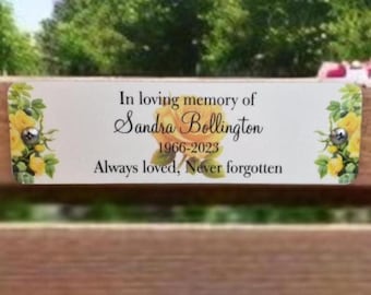 Personalised Floral Memorial Bench Plaque - Anniversary - Garden - Tree - Commemoration - Urn - Casket - Grave marker - Indoor - Outdoor