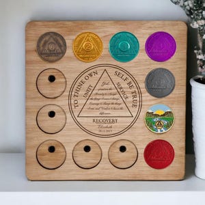 Personalisierte Genesungs-Token-Anzeige - Chips - personalisiertes Gelassenheitsgebet-Wiederherstellungs-Chiphalter - AA-Anzeige - Halter - Gelassenheitsgebet
