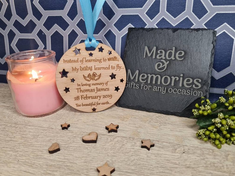 Beautiful Personalised Baby memorial Bauble ornament, lovely item to remember a lost child. Beautiful gift, for anniversary of death memory image 4
