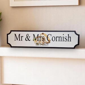 Personalised Mr & Mrs Wedding Name Sign - gift - Decoration - Plaque - Street sign - Railway - New couple - Gift - Present - Marriage