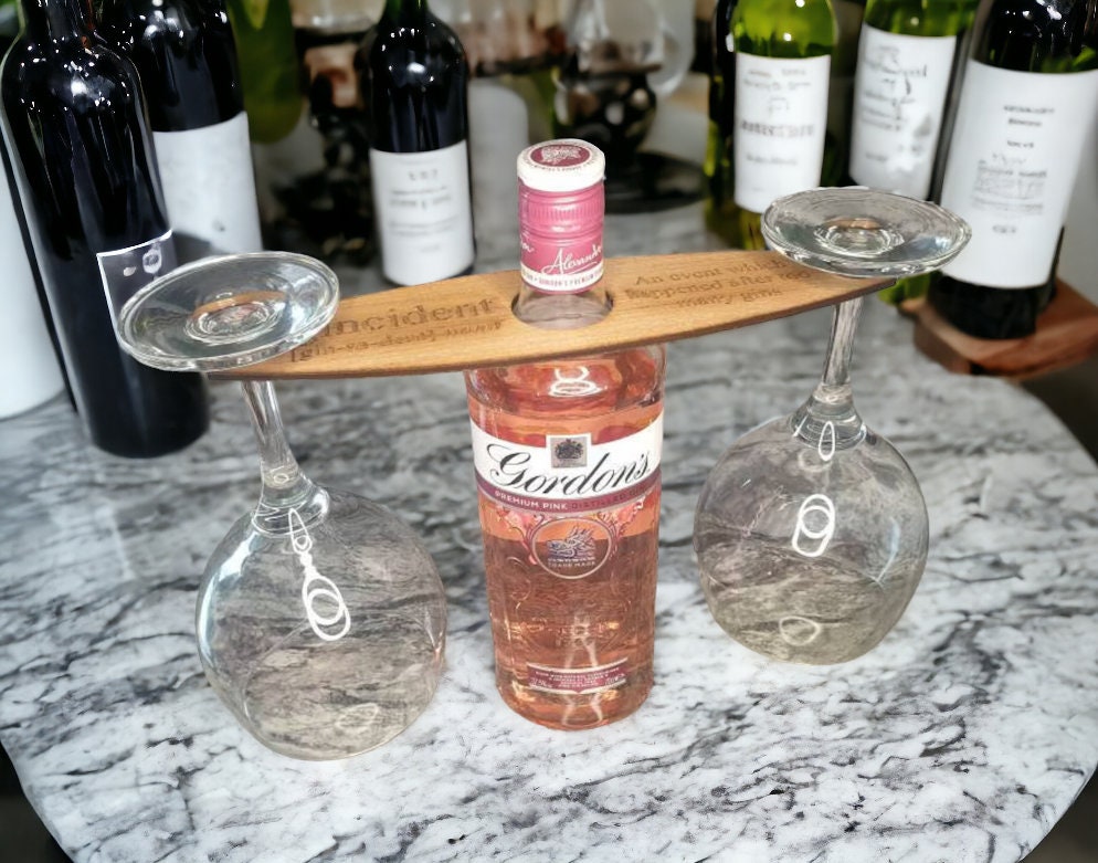 Gin bottle and glass holder hotsell