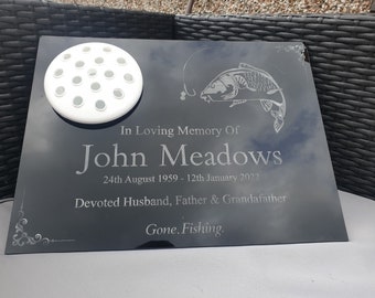 Personalised Fishing Memorial Grave Marker, Temporary Headstone, Outdoor,  Remembering Your Loved Ones, Dad, Uncle, Brother, Grandad, Carp 