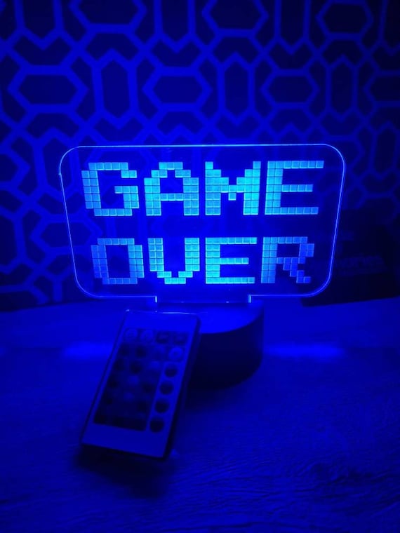 GAME OVER Lamp LED Man Cave Gaming Night Light Illusion Lamp