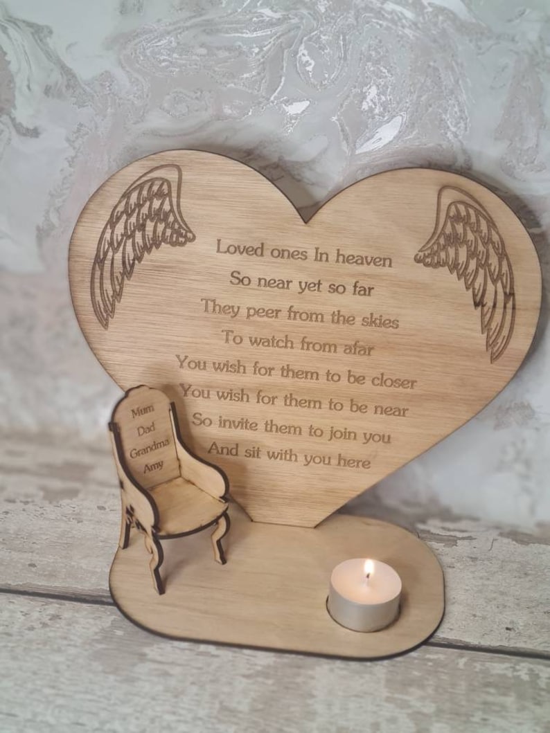 Personalised rememberance candle ornament to remember loved ones, great gift, present, bereavement chair, candle holder, angel love heart zdjęcie 4