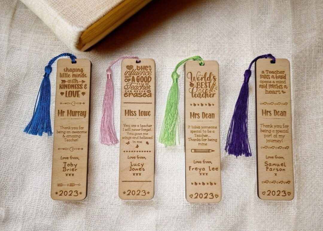 Personalised Wooden Bookmark - Choice of 4 Designs -teacher Thank You ...