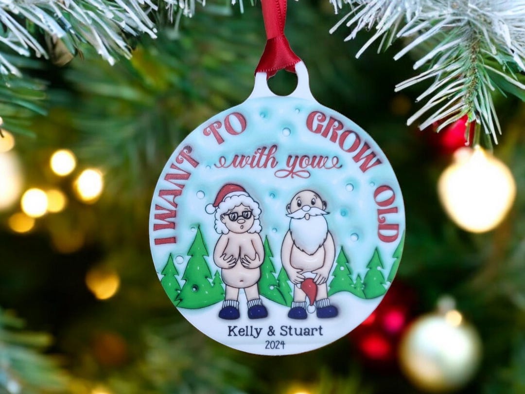 Personalised Naked Old Couple Bauble - Funny - Christmas Tree