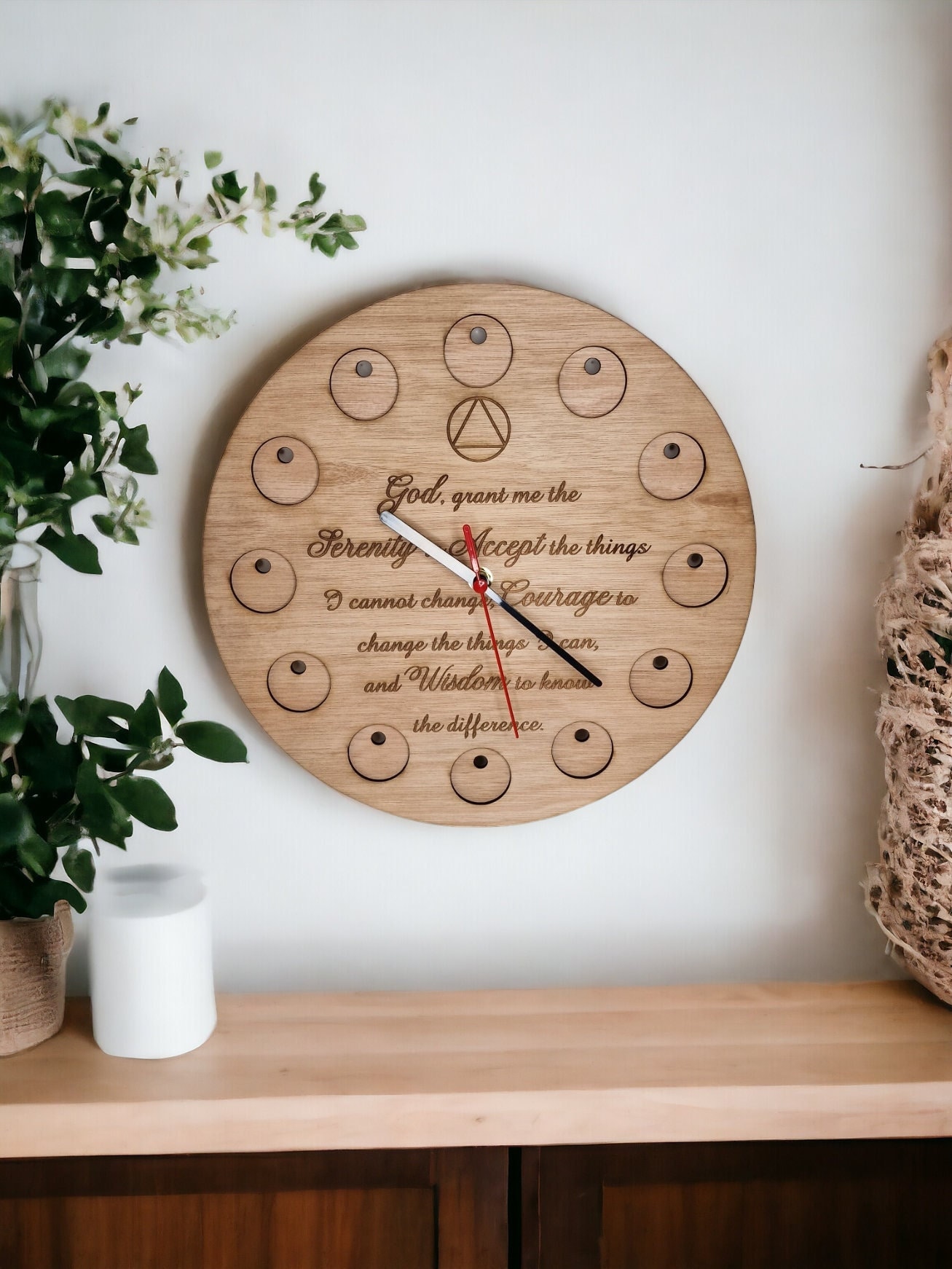 Serenity Prayer Recovery Token Display Clock - Chips