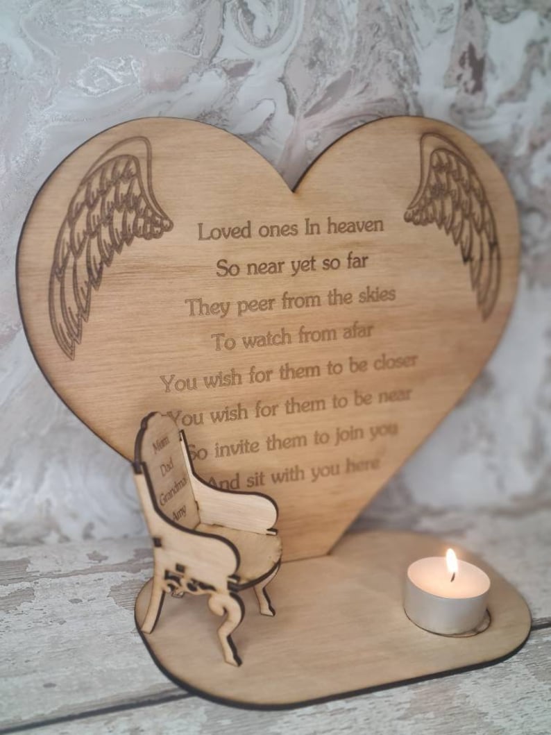 Personalised rememberance candle ornament to remember loved ones, great gift, present, bereavement chair, candle holder, angel love heart zdjęcie 2