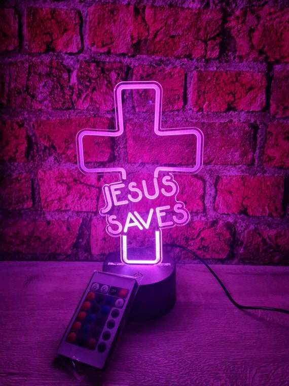 Jesús en cruz con iluminación LED, espejo infinito, visión de túnel, marco  de madera, espejos iluminados por Cristo, decoración religiosa del hogar