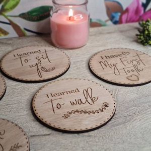 X20 bébé disque jalon en bois, cartes, accessoire photo, flatlay, photographie, nouvel enfant - cadeau de baby shower - signes d'âge mensuels