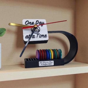 Personalised Recovery Token Display Clock - plaque - Chips - Recovery Chip Holder - AA display - Sobriety - Ornament - Coins - Serenity