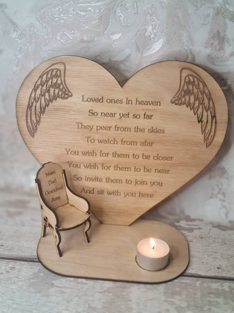 Personalised rememberance candle ornament to remember loved ones, great gift, present, bereavement chair, candle holder, angel love heart zdjęcie 1