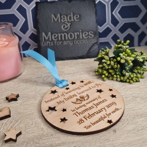 Beautiful Personalised Baby memorial Bauble ornament, lovely item to remember a lost child. Beautiful gift, for anniversary of death memory image 3